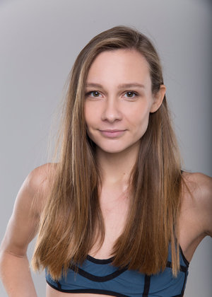 18 year old girl Barbie Bree strips to pink leg warmers in her bedroom